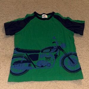 Hanna Andersson Green and Black Tee with Motorcycle Graphic